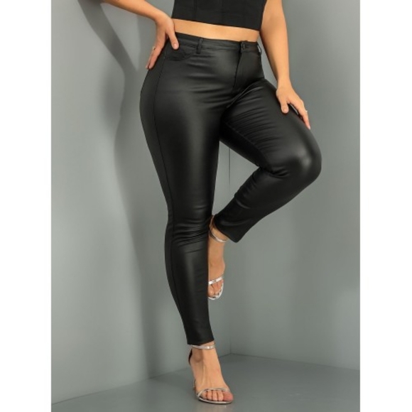 Apperloth A Plus High Waist PU Leather Skinny PantsXXL - Picture 9 of 16